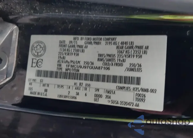 1FMCU9J97GUA87106: 43907666