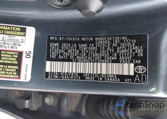 2T1BURHE5FC308863: 43907785