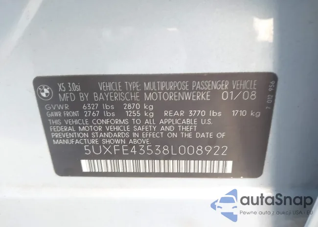 5UXFE43538L008922: 43909044