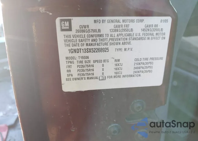 1GNDT13SX52268925: 43909308