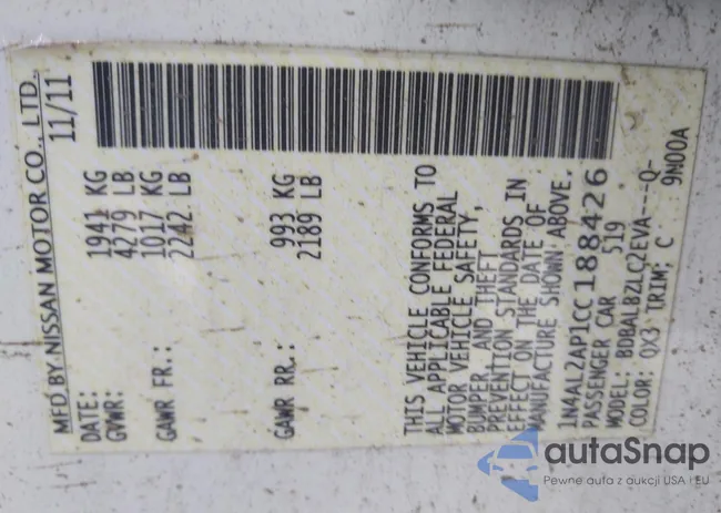 1N4AL2AP1CC188426: 43909328