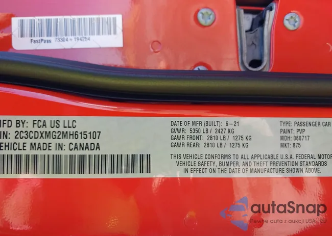 2C3CDXMG2MH615107: 43909329