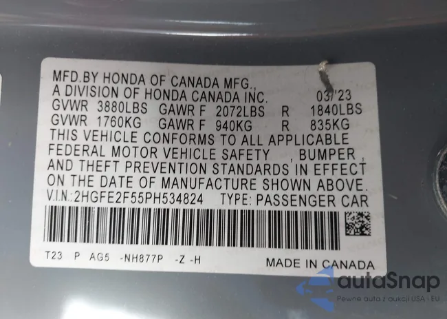 2HGFE2F55PH534824: 43909334