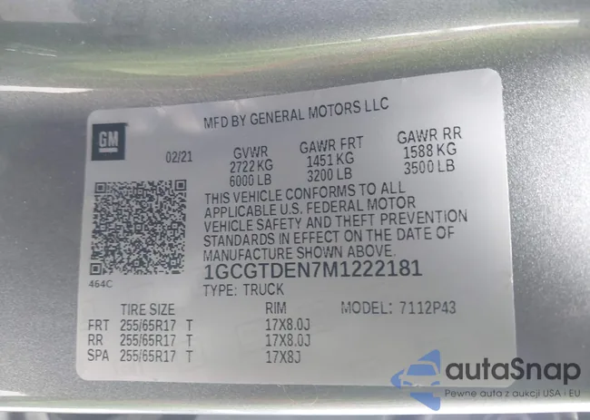 1GCGTDEN7M1222181: 43909376