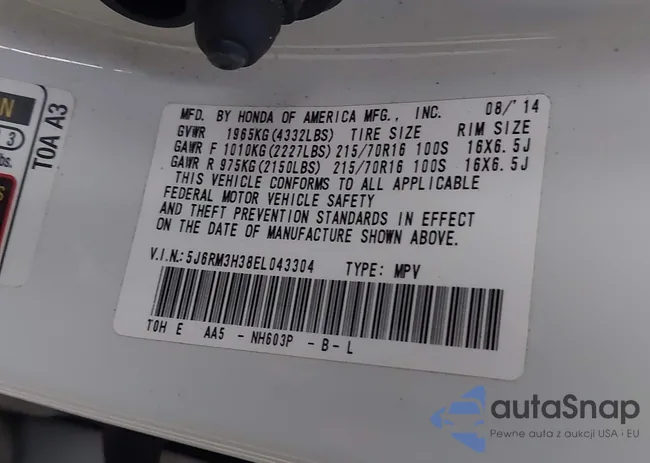 5J6RM3H38EL043304: 43908494