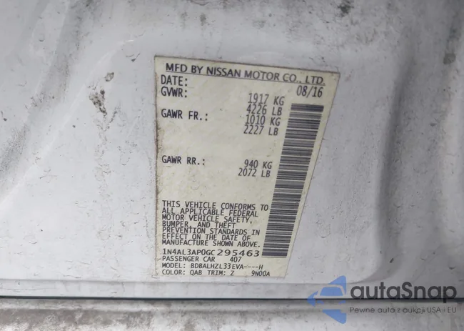 1N4AL3AP0GC295463: 43908502