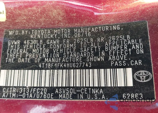 4T1BF1FK4HU627743: 43908758