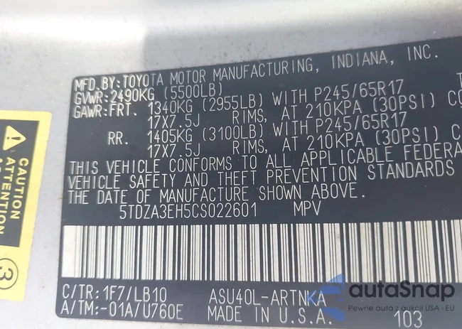 5TDZA3EH5CS022601: 43909844