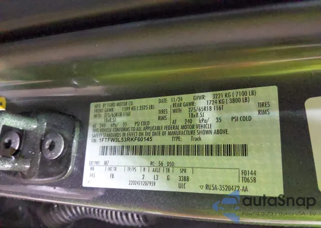 1FTFW3L53RKF60145: 43909936