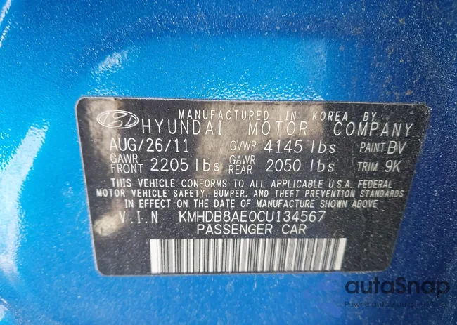 KMHDB8AE0CU134567: 43910101