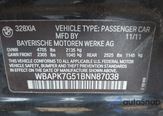 WBAPK7G51BNN87038: 43910117