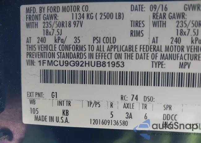 1FMCU9G92HUB81953: 43910124