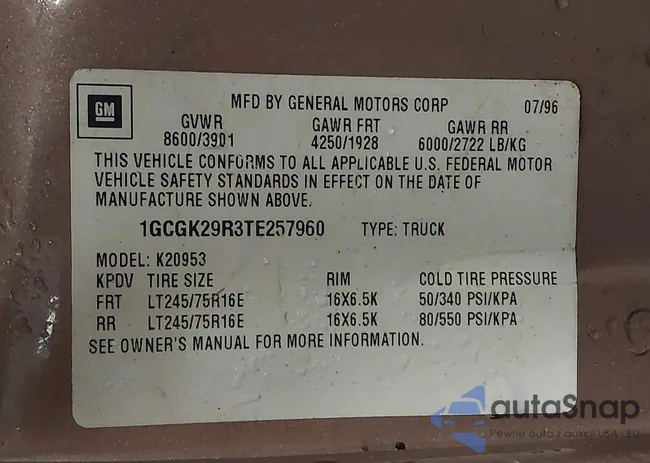 1GCGK29R3TE257960: 43910139