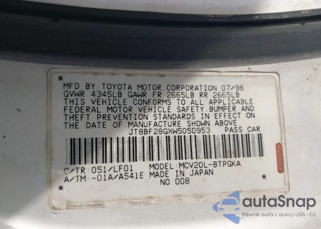 JT8BF28GXW5050953: 43910162