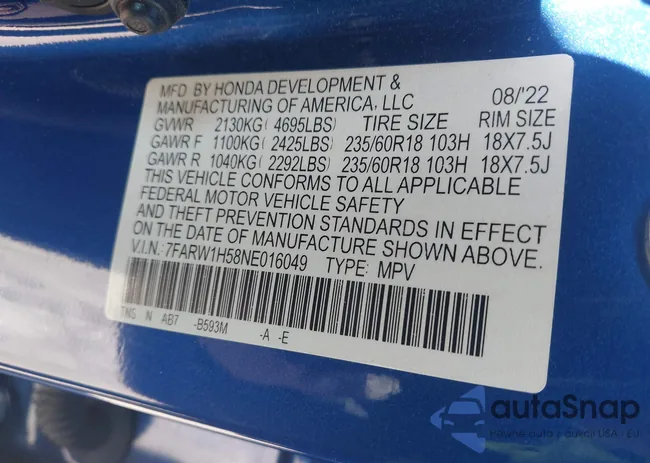 7FARW1H58NE016049: 43910184