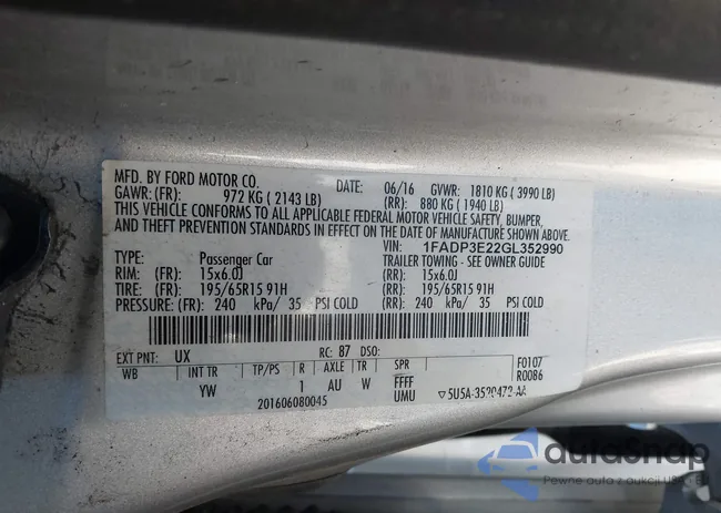 1FADP3E22GL352990: 43910284