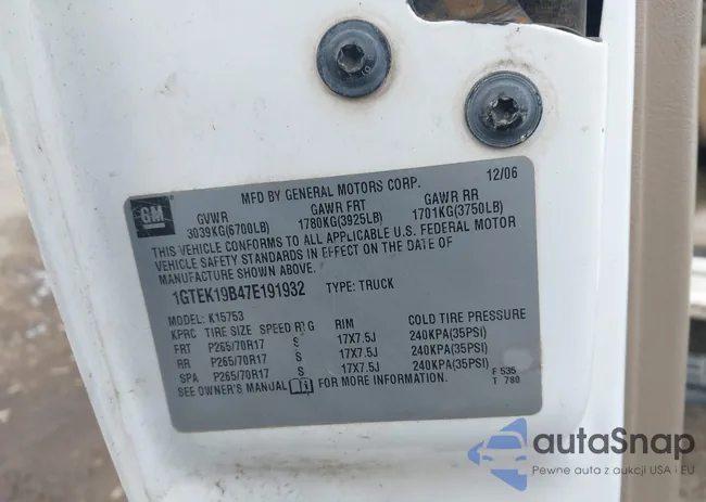 1GTEK19B47E191932: 43910291