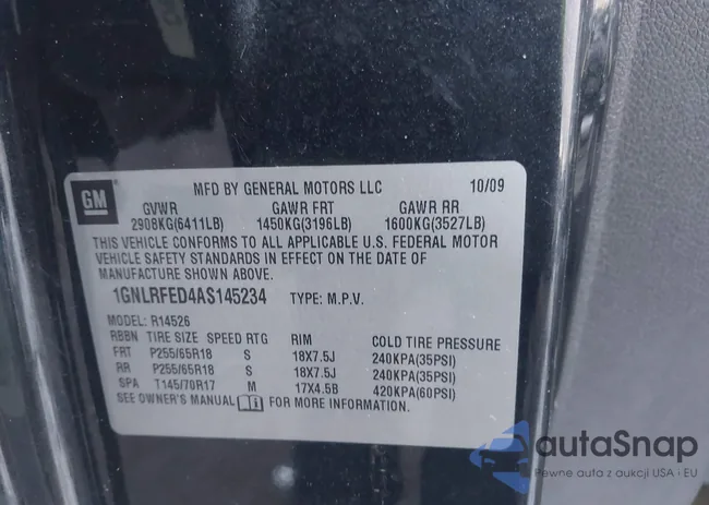 1GNLRFED4AS145234: 43909483