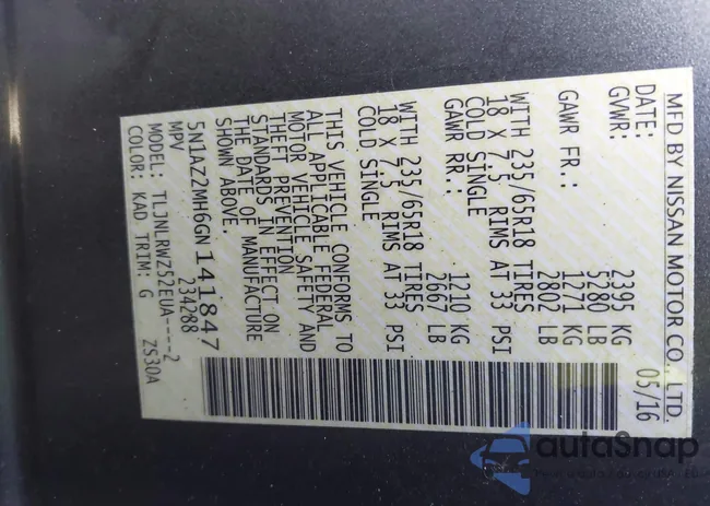 5N1AZ2MH6GN141847: 43909514