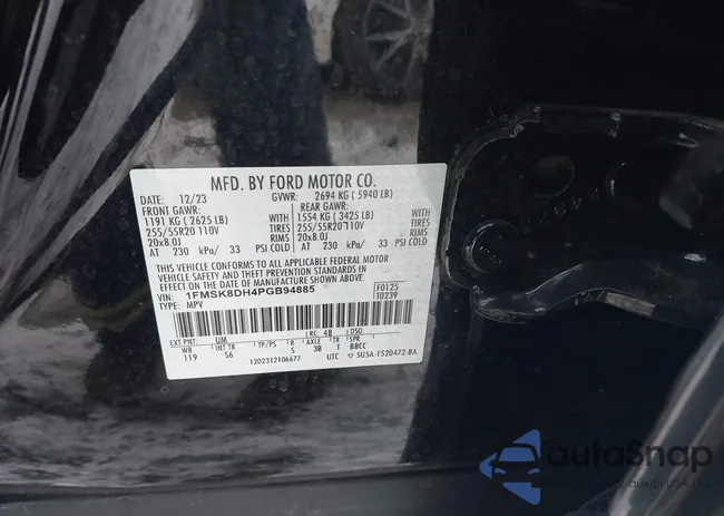 1FMSK8DH4PGB94885: 43909594