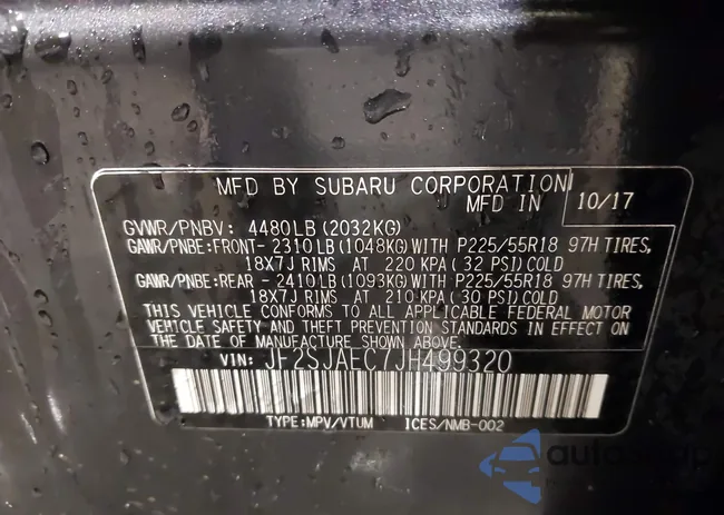 JF2SJAEC7JH499320: 43909611