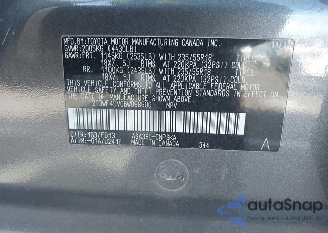 2T3WF4DV0BW098600: 43909627