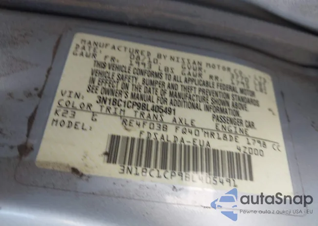 3N1BC1CP9BL405491: 43909657