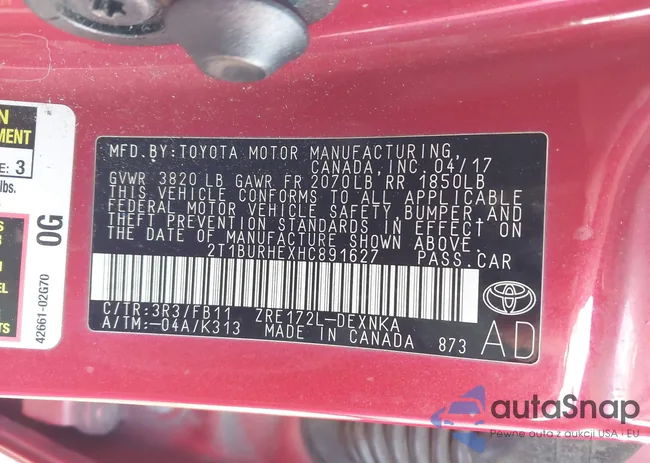 2T1BURHEXHC891627: 43909660