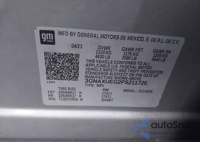 3GNAXUEG2PS211725: 43909686