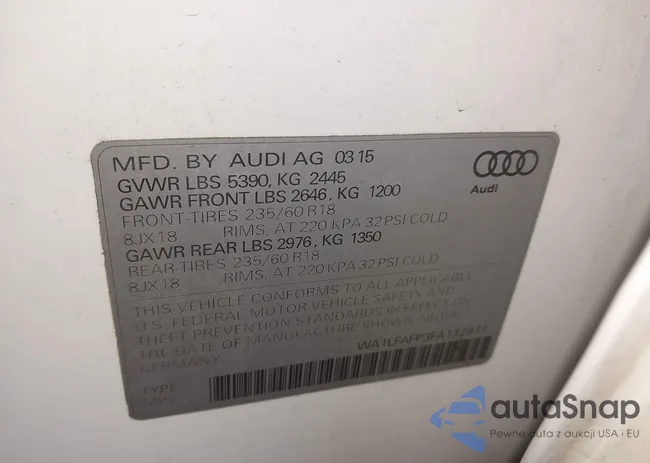 WA1LFAFP3FA112911: 43910903