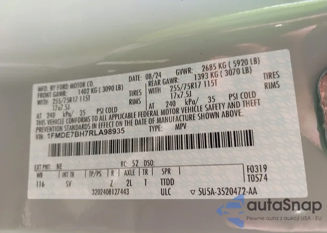 1FMDE7BH7RLA98935: 43910945