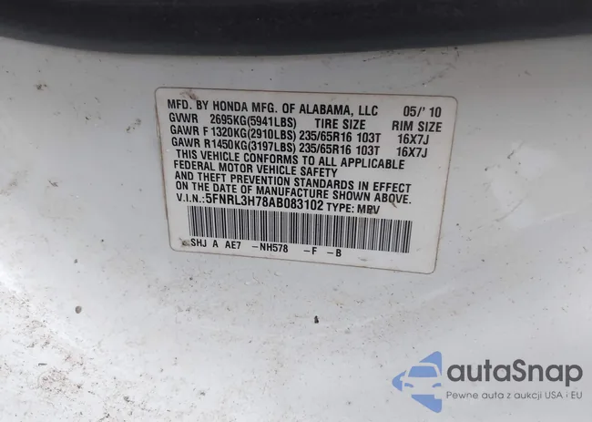 5FNRL3H78AB083102: 43911070