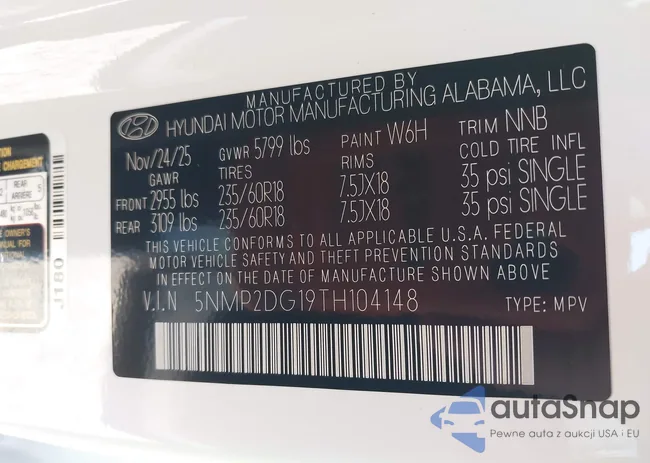 5NMP2DG19TH104148: 43911076