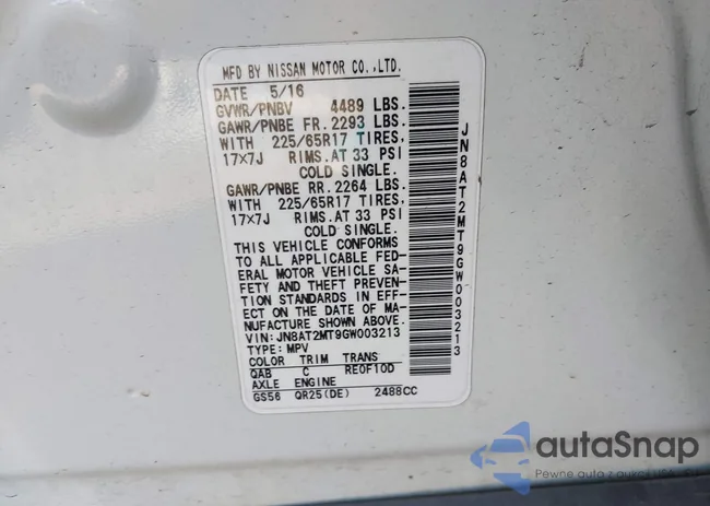 JN8AT2MT9GW003213: 43911105