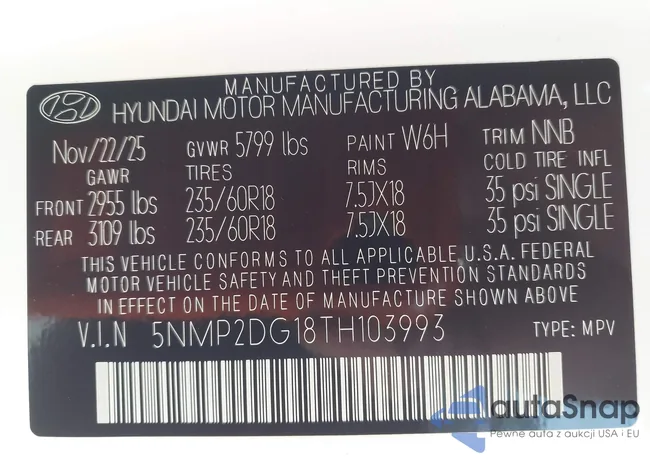 5NMP2DG18TH103993: 43911215