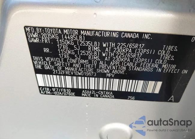 2T3ZFREV1DW019673: 43911397