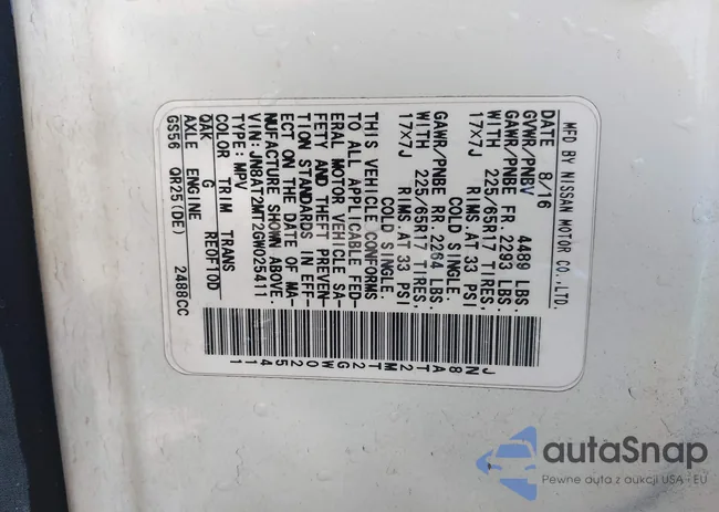 JN8AT2MT2GW025411: 43910452