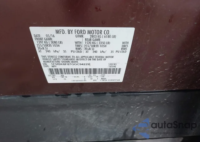 1FM5K8F87GGC94229: 43910458