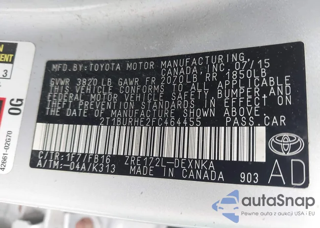 2T1BURHE2FC464455: 43910570