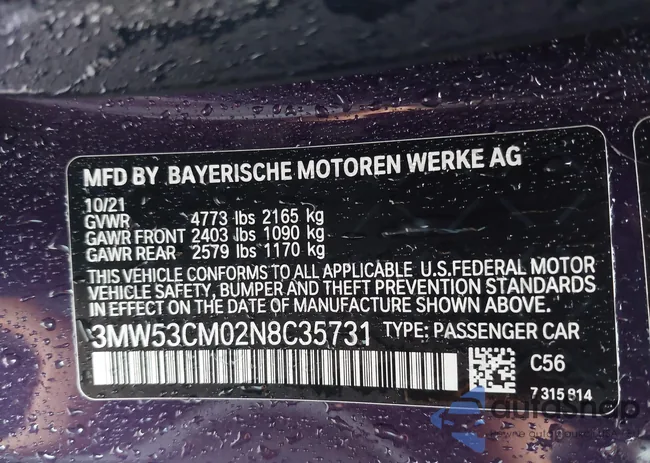 3MW53CM02N8C35731: 43910598