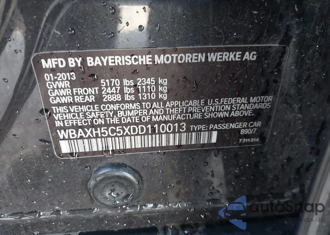 WBAXH5C5XDD110013: 43910734