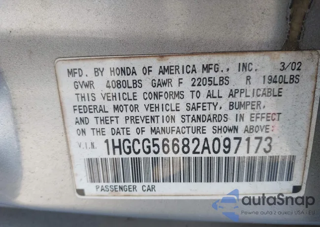 1HGCG56682A097173: 43911942