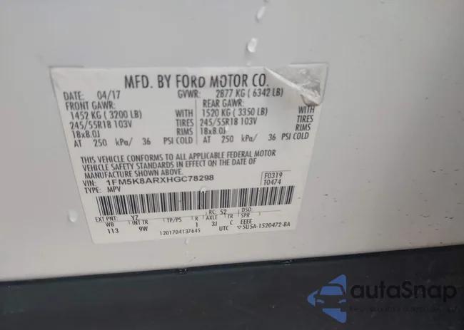 1FM5K8ARXHGC78298: 43911992