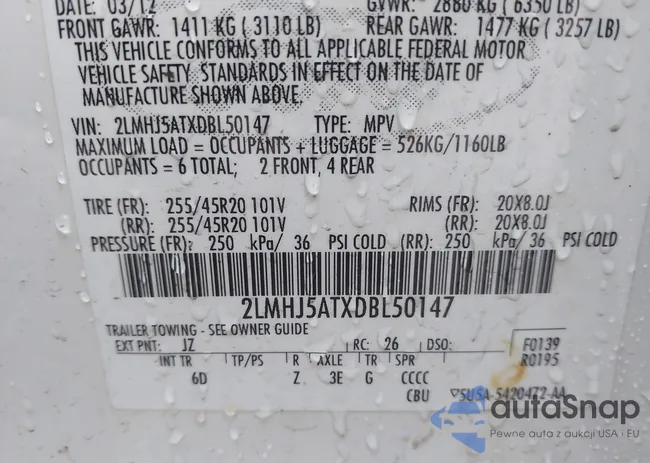 2LMHJ5ATXDBL50147: 43912006