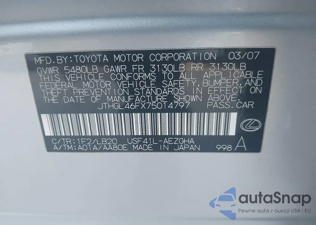 JTHGL46FX75014797: 43912063