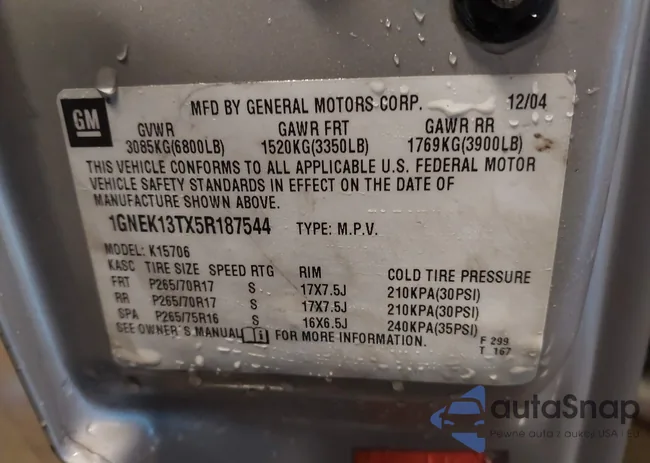 1GNEK13TX5R187544: 43912136