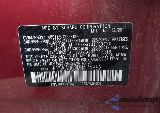 JF2SKAJC2MH474882: 43912266