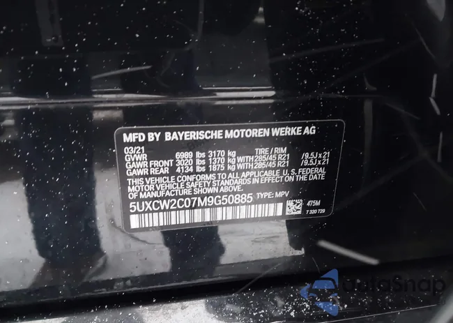 5UXCW2C07M9G50885: 43912315