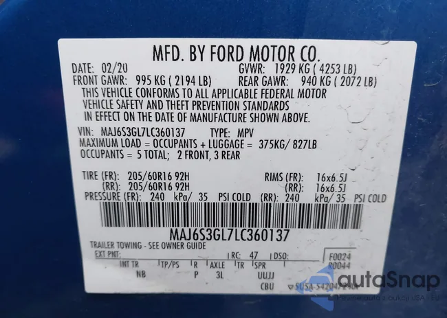 MAJ6S3GL7LC360137: 43912317