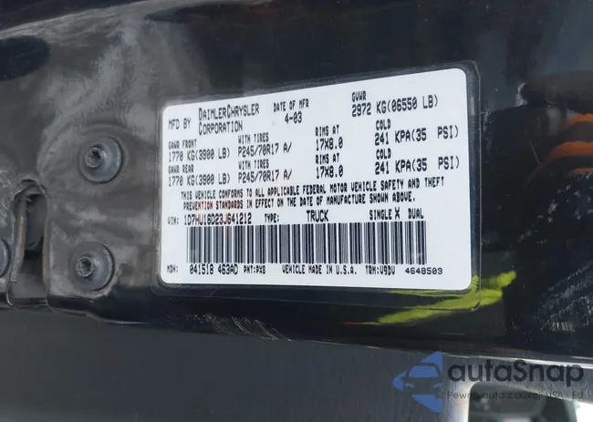 1D7HU16D23J641212: 43912357